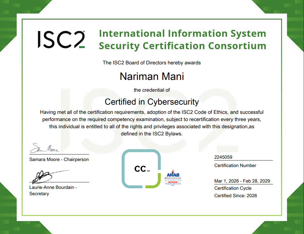 ISC2 Certified in Cybersecurity (CC)