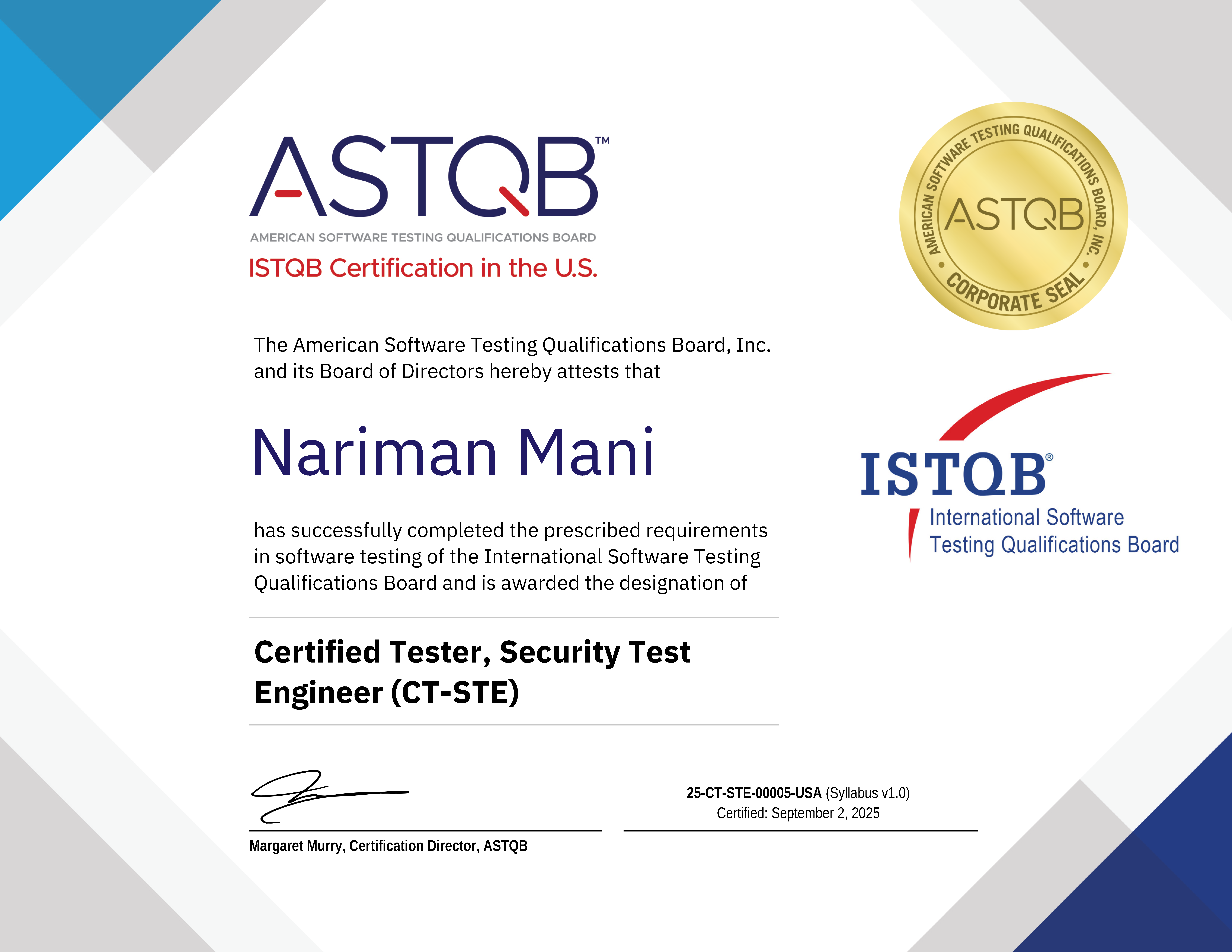 ASTQB - ISTQB® in the U.S., Certified Tester, Security Test Engineer (CT-STE)